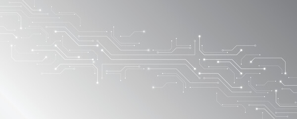 Gray and white technology background image Line design for communication connections in digital systems Hi-tech technology pattern
