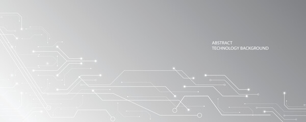 Gray and white technology background image Line design for communication connections in digital systems Hi-tech technology pattern
