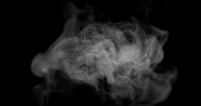 Top view or flat lay of 3d render of looping quick steam or smoke for video overlay effects. 