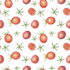 Seamless pattern with watercolor vegetables