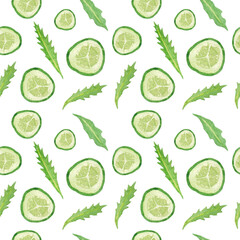 Seamless pattern with watercolor vegetables