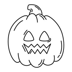 Halloween pumpkin thin line icon.