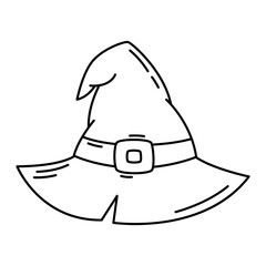Halloween doodle witch hat element icon.