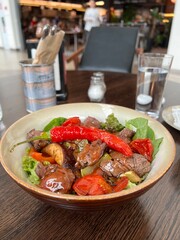 grilled beef salad with vegetables