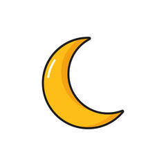 Obraz na płótnie Canvas Moon icon, weather forecast in color outline vector symbol. Night weather forecast of cloudy overcast or clear sky, climate meteorology thin line pictogram