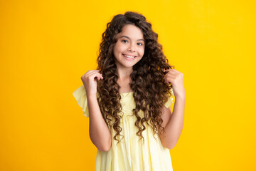Happy teenager portrait. Smiling girl. Adorable smiling little girl child isolated on a white background.