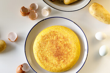 Spanish omelette.Top view.Tortilla espanola.