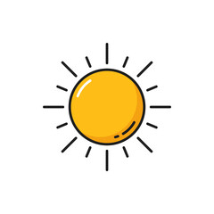 Sun, weather forecast day icon, color outline vector symbol. Weather forecast app and climate meteorology widget for sunny day and clear sky