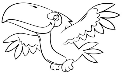 Toucan. Element for coloring page. Cartoon style.