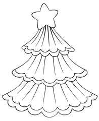 Christmast tree. Element for coloring page. Cartoon style.