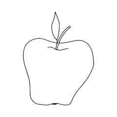 Contour apple . doodle style. monochrome image