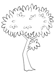 Tree. Element for coloring page. Cartoon style.