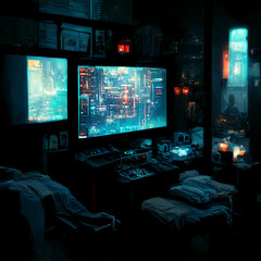 Naklejka premium The futuristic look laboratory with full of technology - Digital Generate Image