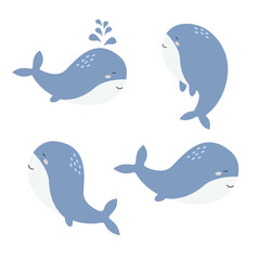 Boho style whale. Vector illustration