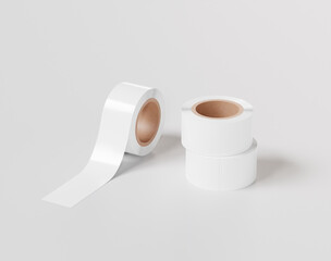 The roll tape mockup, White roll sticker, 3d rendering, 3d render
