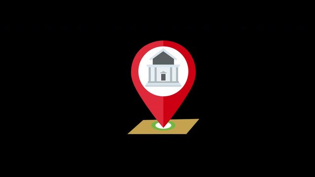 location pin icon motion graphics animation with alpha channel, transparent background, ProRes 444