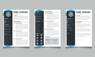 Cv templates. Creative Resume Template CV letterhead, cover letter business layout job applications, personal profile vector set