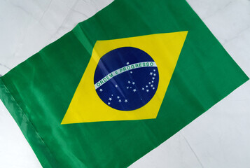 Brazilian flag. Selective focus. Translation: order and progress.