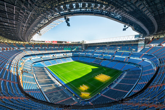 Pitch view at Santiago Bernabeu arena, Madrid