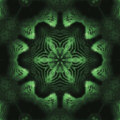 Fototapeta premium 3D illustration exploding surface view shades of green contour lines on a black background