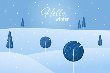 Fototapeta na wymiar Winter background. Vector illustration with an inscription. Flat design.