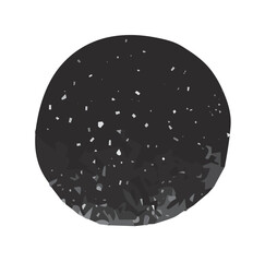 Black circle with white dots inside, minimalistic abstract illustration, isolated on white background.