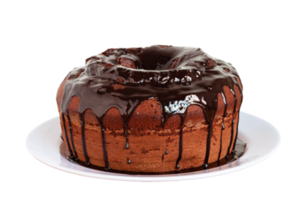 chocolate cake with coverage and background blurred fire.