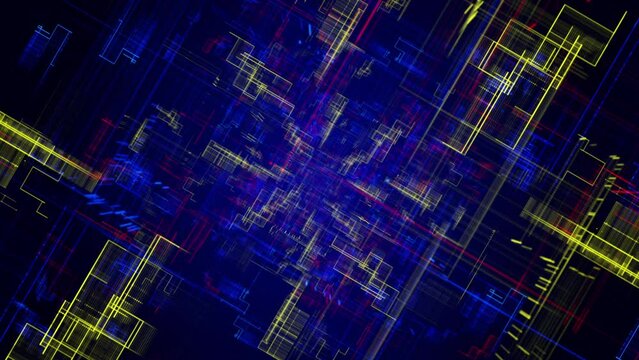 Holographic Artificial Intelligence Neural Networks. Holographic simulation of 5G network concept, artificial intelligence deep learning performing analytic computational head up display loop.