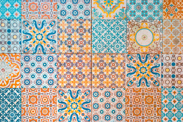 Bright old patterned tile. Beautiful retro Background, texture, pattern