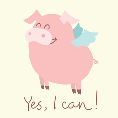 Cute Christmas piggies collection. Vector illustration of funny cartoon pigs in different costumes