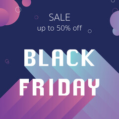 Black friday sale promotional banner with gradient and decor elements.  Special Black Friday offer. For the website and mobile app banner, email.