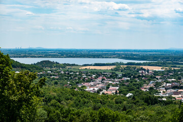Obraz premium View from Vinne Castle on the surrounding environment in the background of Zemplinska Sirava in Slovakia