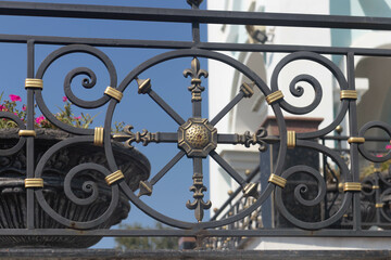 Metal forged fence, texture ironwork ,forged grating