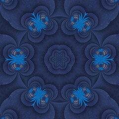 creative symmetric pattern and designs in dark and light blue with yellow gold motif