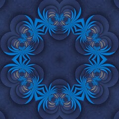 creative symmetric pattern and designs in dark and light blue with yellow gold motif