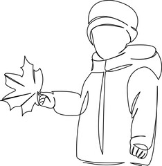 child with maple leaf autumn