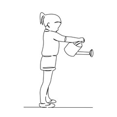 girl watering from a watering can
