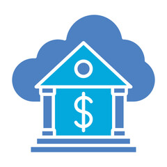 Cloud Banking Glyph Two Color Icon