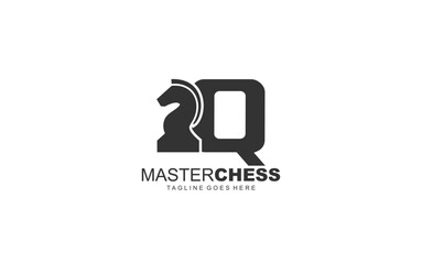 Q logo CHESS for branding company. HORSE template vector illustration for your brand.