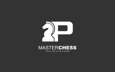 P logo CHESS for branding company. HORSE template vector illustration for your brand.