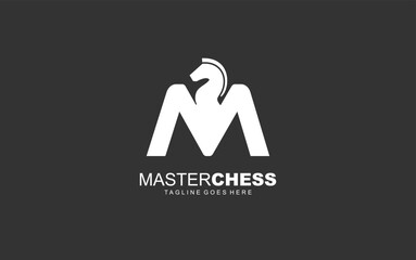 M logo CHESS for branding company. HORSE template vector illustration for your brand.