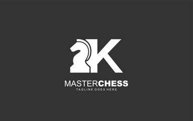 K logo CHESS for branding company. HORSE template vector illustration for your brand.