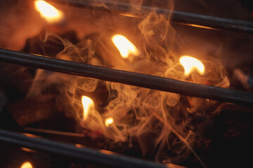 fire in the barbeque pit