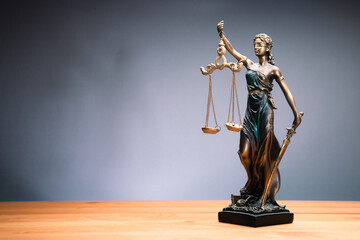 The Statue of Justice - lady justice on table