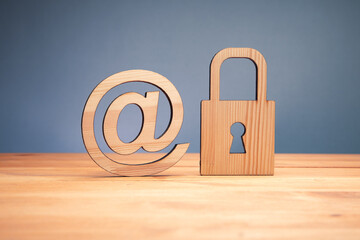 wooden lock and mail sign, mail protection