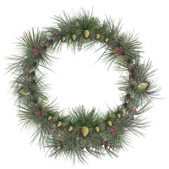 Fototapeta na wymiar garland and wreath of spruce branches, Christmas door decor