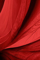 Abstract red gradient background. Background with visible pattern of leaf veins crawling around.