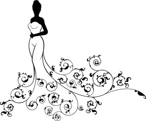 Obraz premium Bride Silhouette Wedding Design