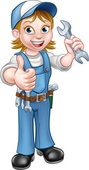 Female Mechanic or Plumber with Spanner