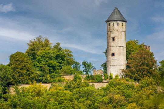Close-up of a medieval castle ruin, Plesse Castle near Goettingen in Germany